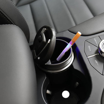 Portable Car Ashtray with Lid and Blue LED Light (1 Pc)