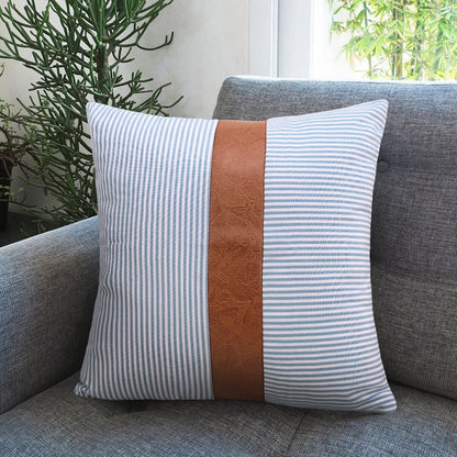 leather & cotton Cushion pillow cover