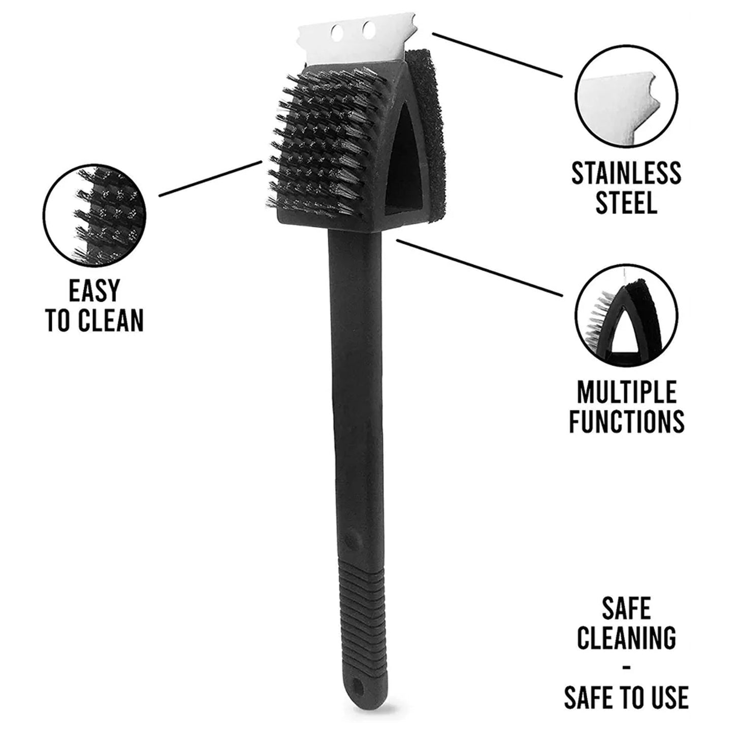 Black 2 Side Use Brush Scarp Cleaning Brush &  Wire Brush for Garage Use