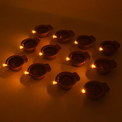 Flower Water Sensor Diyas for Diwali Decoration, Diwali (12 Pcs Set)