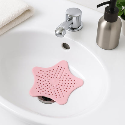 Cute Baby Pink Star Silicone Drain Hair Catcher for Basin