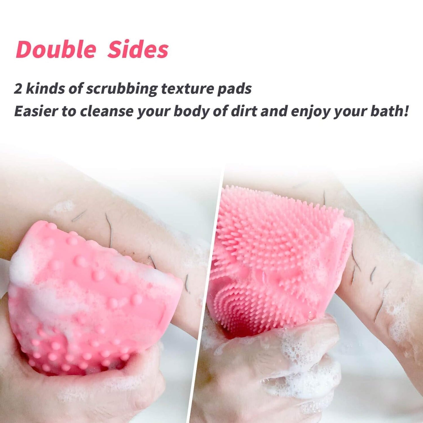 Silicone Body Back Scrubber - Double-Sided Bath Brush for Deep Cleaning & Massage (Medium Size /1pc)
