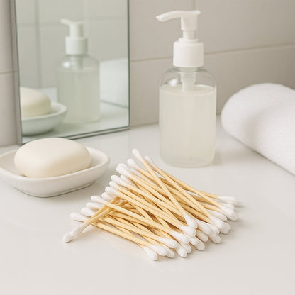 Eco-Friendly Wooden Cotton Ear Buds (1 pkt / 100 Pcs Approx)