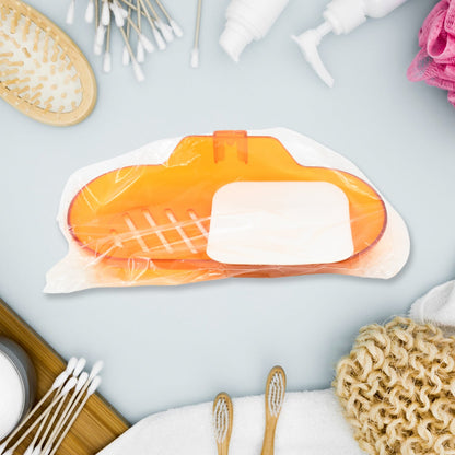 Plastic Soap Dish Holder for Bathroom Shower Wall Mounted Self Adhesive Soap Holder Saver Tray-Plastic Sponge Holder for Kitchen Storage Rack Soap Box, Bathroom ,Sabudani (1 Pc)