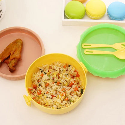 Burger Shape Lunch Box – Double Layer 1000ml Food Container with 2 Spoons for Kids