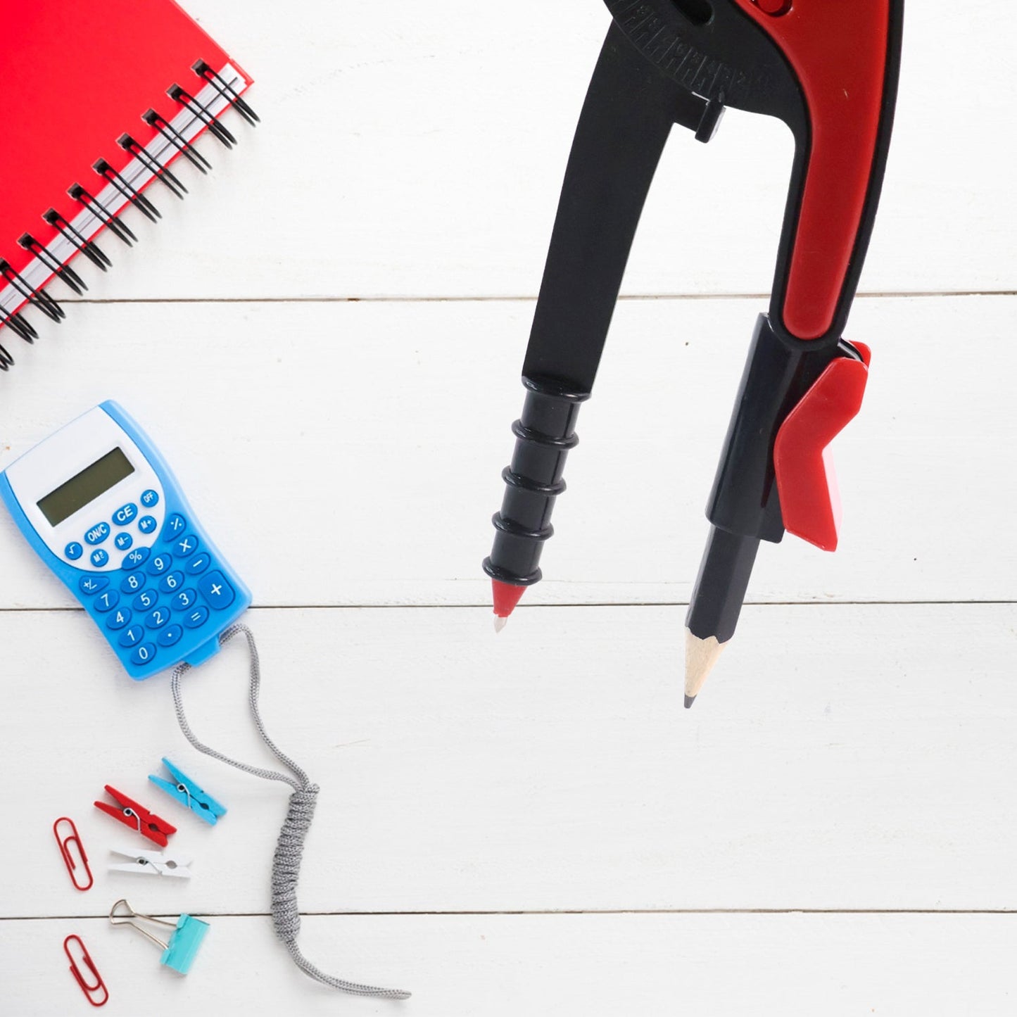 2 Pc Geometry Set – Built-in Pencil Grip + Transparent Plastic Protractor – School Geometry Tools Kit