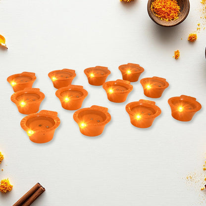 Flower Water Sensor Diyas for Diwali Decoration, Diwali (12 Pcs Set)