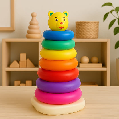 Plastic Baby Kids Teddy Stacking Ring Jumbo Stack Up Educational Toy 7pc