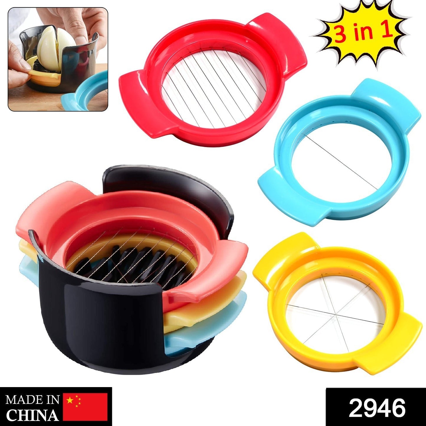 Multifunctional 3-in-1 Egg Cutter - Stainless Steel Slicing Tool with Durable Wires