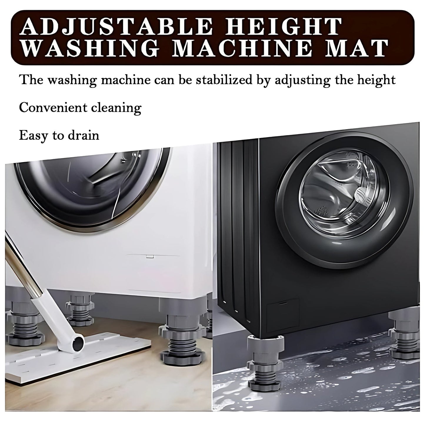 Adjustable Anti-Vibration Pads for Washing Machine and Refrigerator Base (4 Pc)