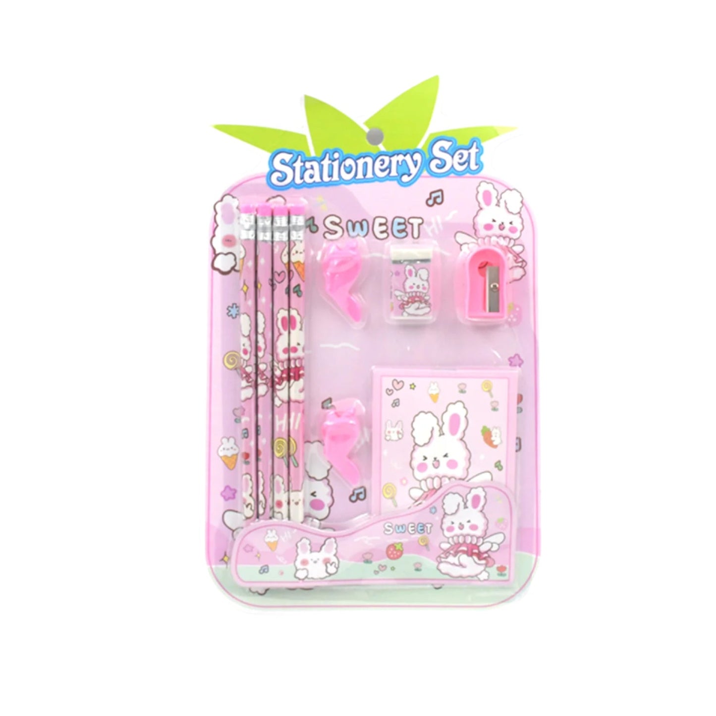 Diary and wooden pencils in kids' stationery kit.