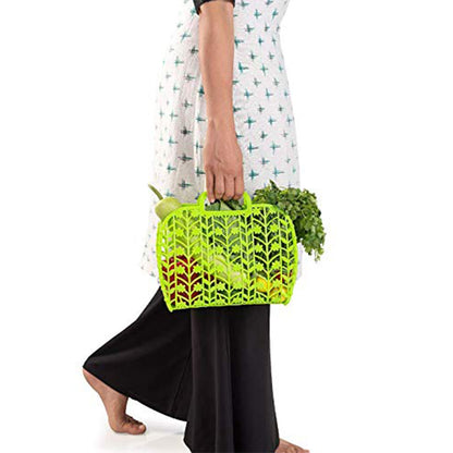 Plastic Foldable Basket Bag || Fruit & Vegetable Storage Basket (3 Pcs Set / Multicolor)