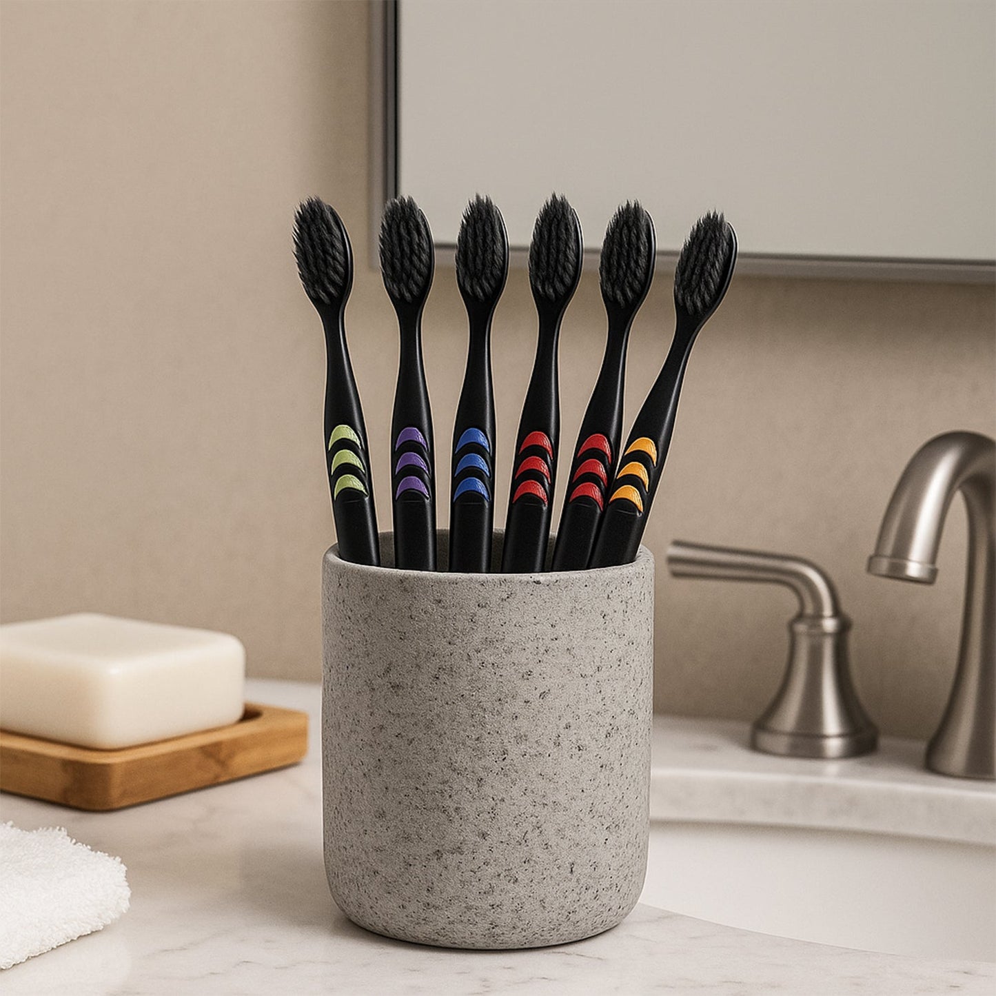 Soft Toothbrush With Plastic Round Box for Men and Women, Kids, Adults Plastic Toothbrush (10 pcs Set)