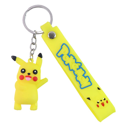 Cute Cartoon Silicone 3D Key Chain with Metal Hook & Strap (Pack of 1)