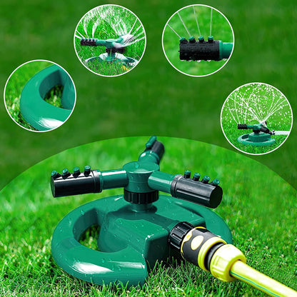 3 Arm 360° Sector Rotating Water Sprinkler Garden Pipe Hose Irrigation Yard