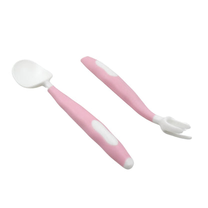 Silicone Bendable Kids Spoon & Fork Set – Toddler Self-Feeding Utensils (2 Pc Set)