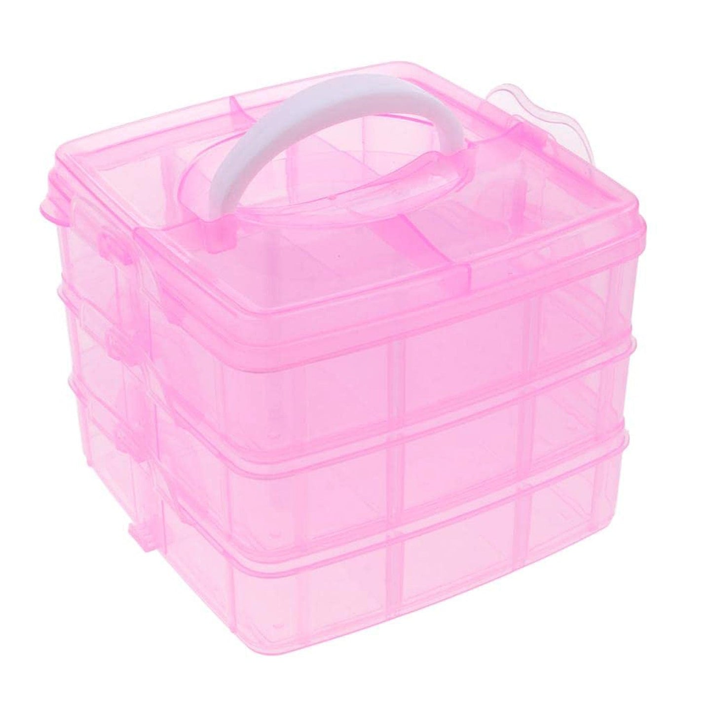 Versatile 18-Grid 3-Layer Transparent Plastic Organizer Box with Adjustable Dividers for Jewelry & Fishing Hooks