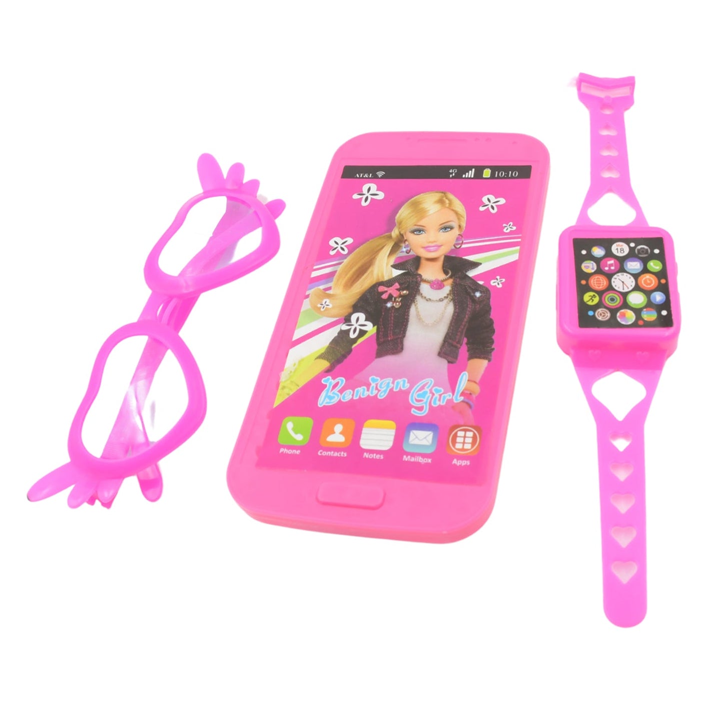 Barbiee Musical Phone, Watch & Glasses Set for Girls – ABS Calling Toy (3-Piece, Battery Not Included)