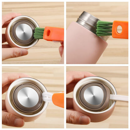 3-in-1 Multifunctional Cleaning Brush Set – Mini Bottle, Cup & Lid Cleaner (1 Pc)