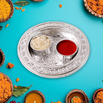 Round Shape Special Puja Thali, Kumkum Thali Holder (1 Pc / Small)