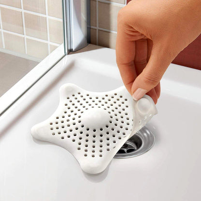 White Silicone Star Shaped Sink Filter Bathroom Hair Catcher Drain Strainers for Basin