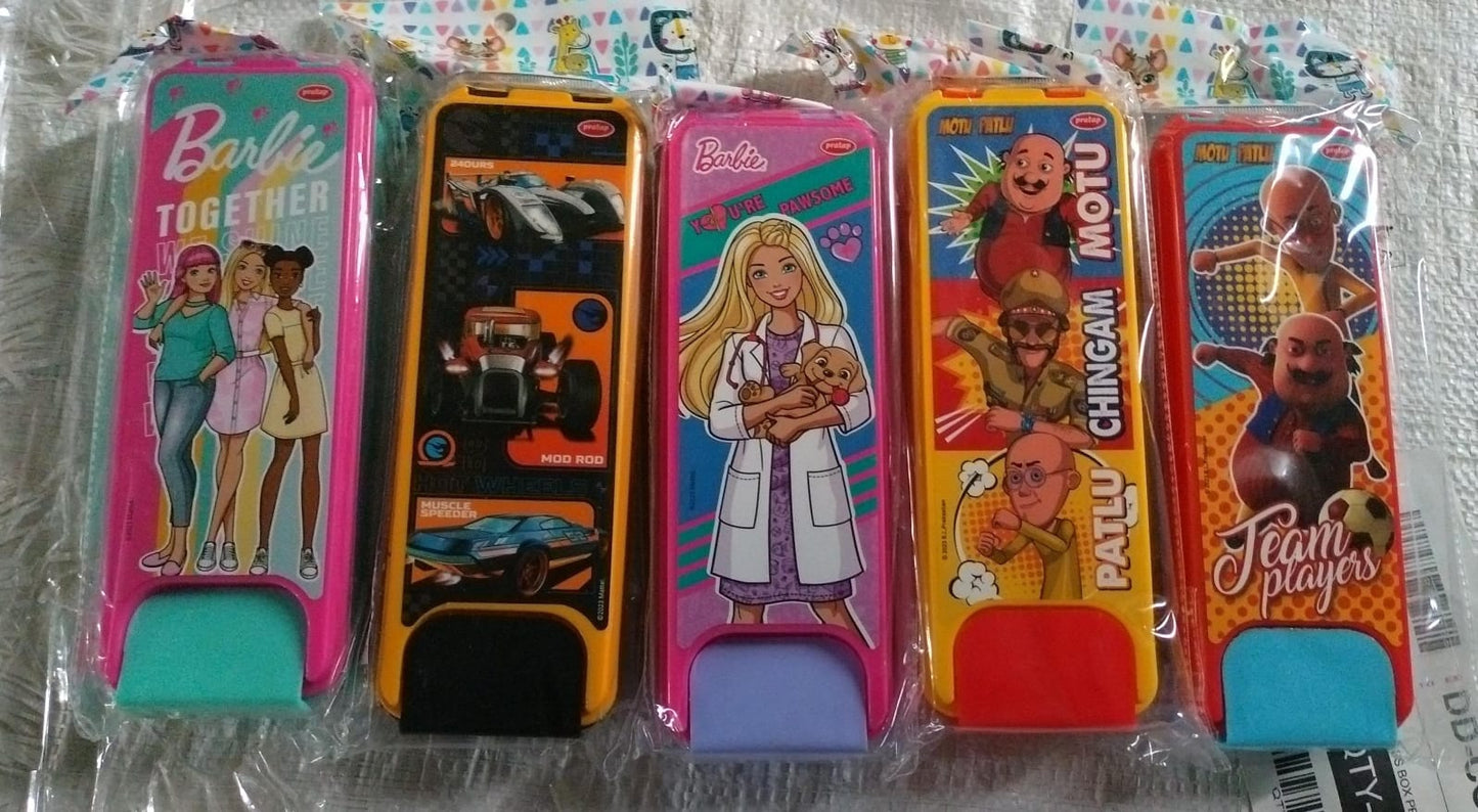 Stylish Cartoon Printed Hard Top Pencil Box for Kids (1 Pc / Mix Design)