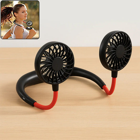 Hand Free Personal Fan - Portable USB Battery Rechargeable Mini Fan - Headphone Design Wearable Neckband Fan Necklance Fan Cooler Fan for Home, Sport, Camping, Beach, Travel, Office