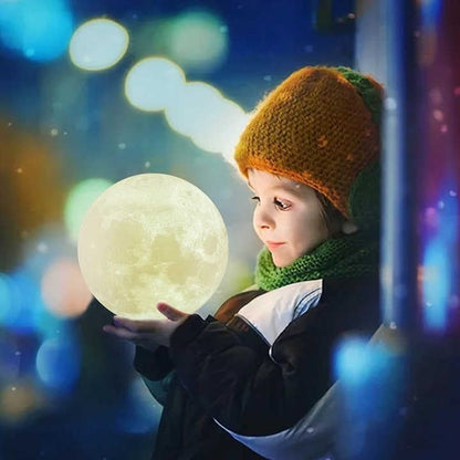 3D Moon Night Lamp – Rechargeable with 7 Color Changing Features, 15CM – Elegant Plastic Design for Beautiful Indoor Lighting in Bedrooms and Kids' Rooms | Gifts for Woman | Valentine Gift