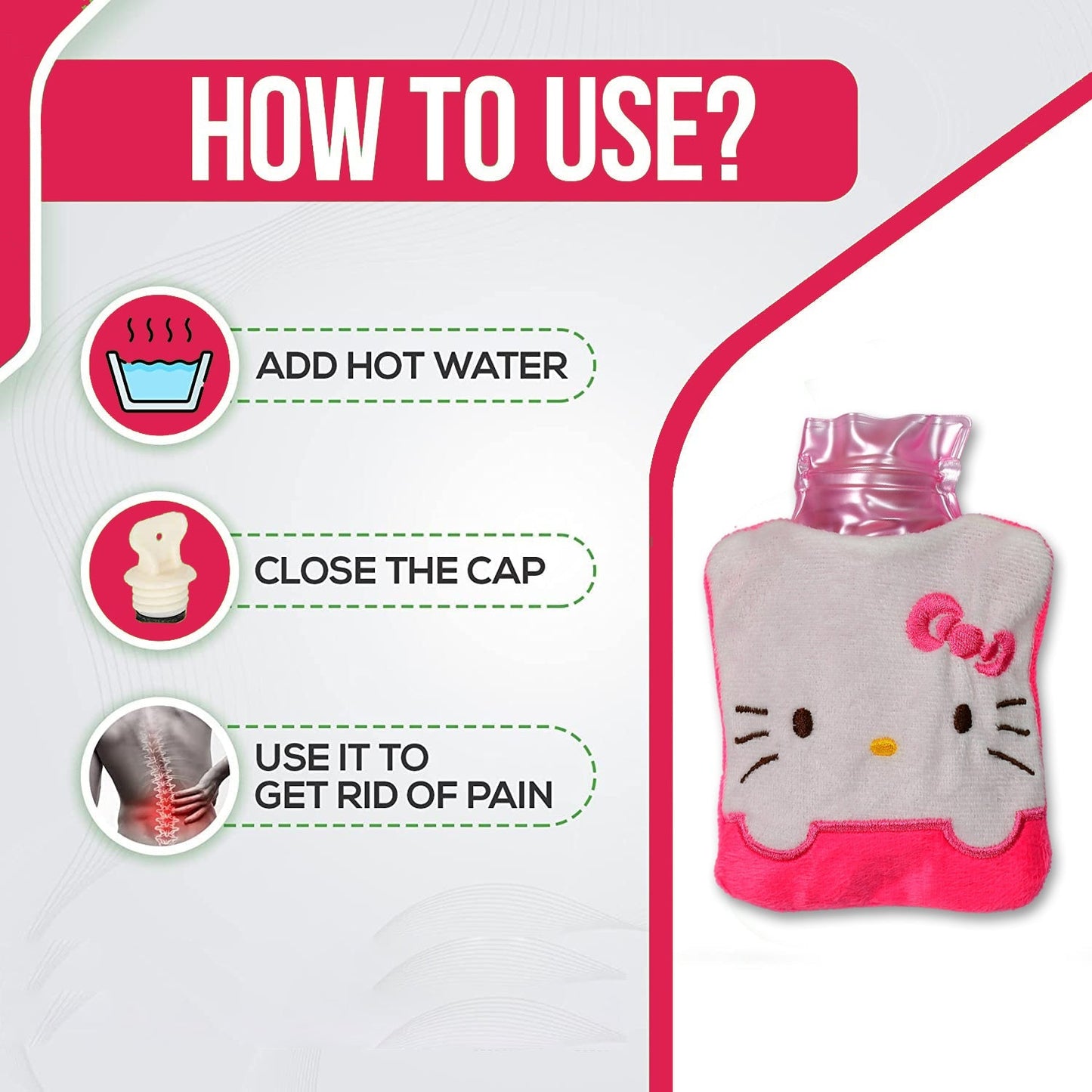 Pink Small Hot Water Bag with Cover for Pain Relief