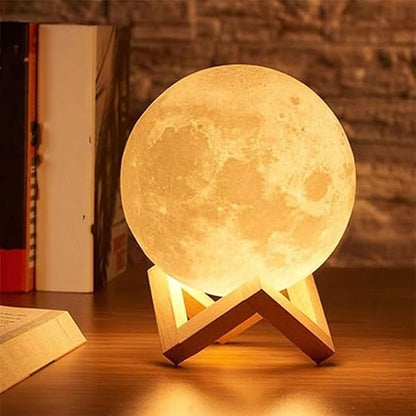3D Moon Night Lamp – Rechargeable with 7 Color Changing Features, 15CM – Elegant Plastic Design for Beautiful Indoor Lighting in Bedrooms and Kids' Rooms | Gifts for Woman | Valentine Gift