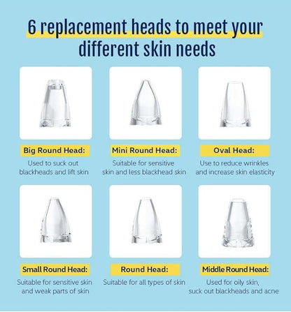 6 in 1 Multi-function Blackhead Remover Tools | Electric Derma suction Machine | USB Rechargeable Acne Pimple Pore Cleaner Vacuum tool - Facial Cleanser Device for Nose & Skin Care