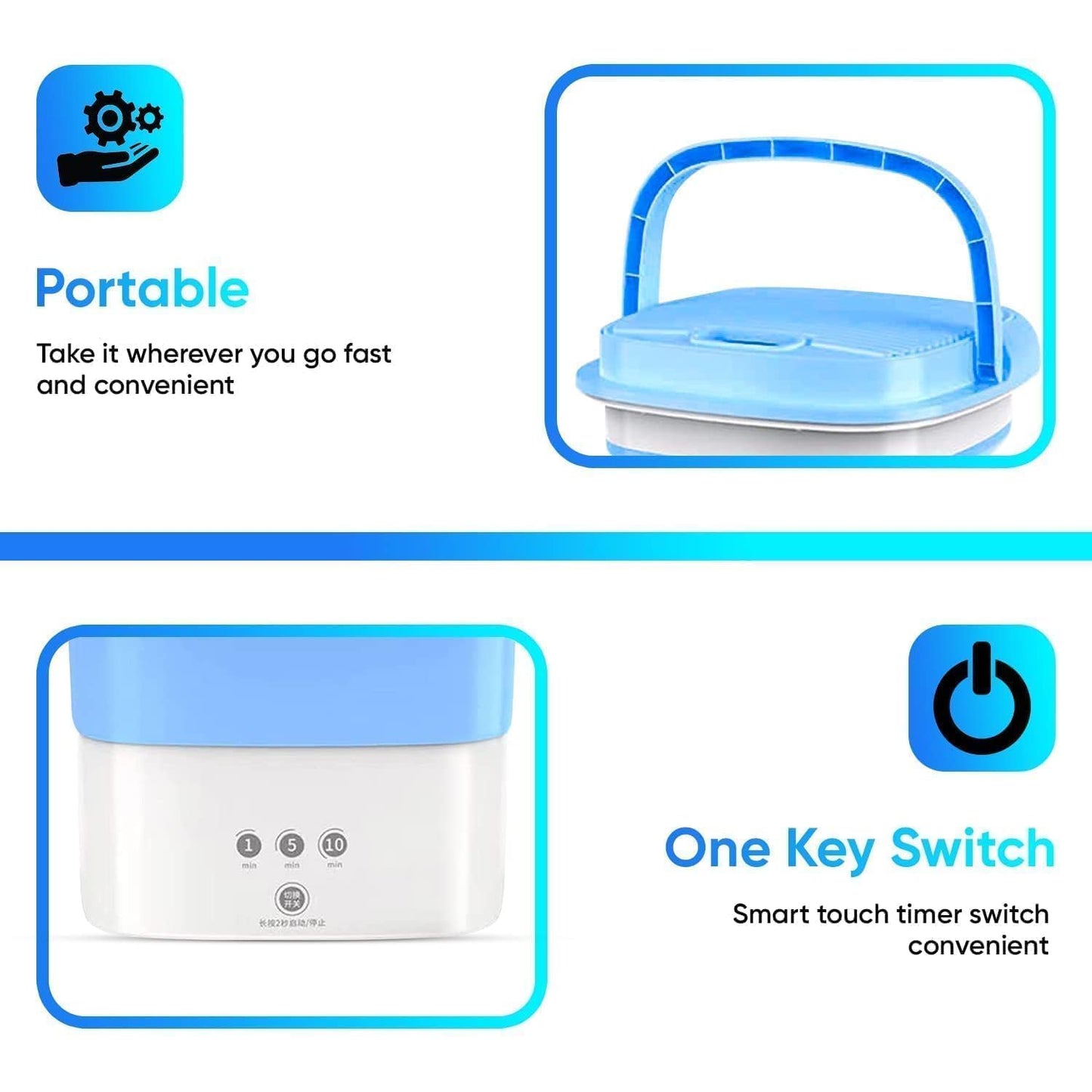 Portable Mini Washing Machine, Foldable 2kg Washing Machine Top Load Fully Automatic Spinner and Dryer, Semi Automatic Bucket Washer for Travel, Baby Clothes