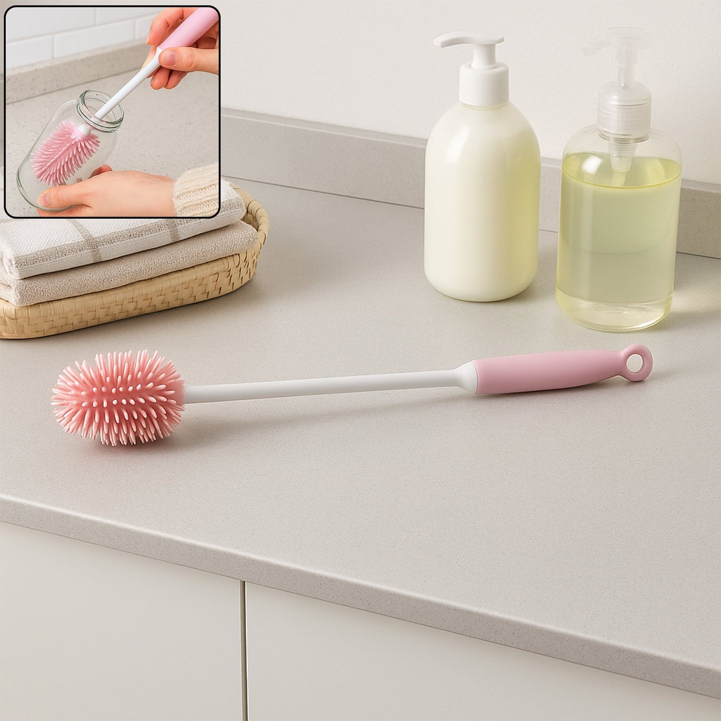 Silicone Bottle Brush Cleaner Brush for Hydro Flask/Vacuum Sports Bottle Vases/Glassware/Water Bottle Cleaner Brushes, for Washing Water Bottle