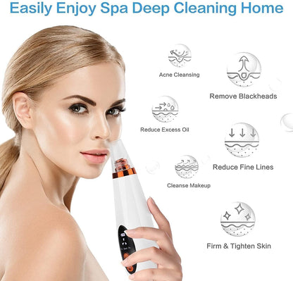 6 in 1 Multi-function Blackhead Remover Tools | Electric Derma suction Machine | USB Rechargeable Acne Pimple Pore Cleaner Vacuum tool - Facial Cleanser Device for Nose & Skin Care