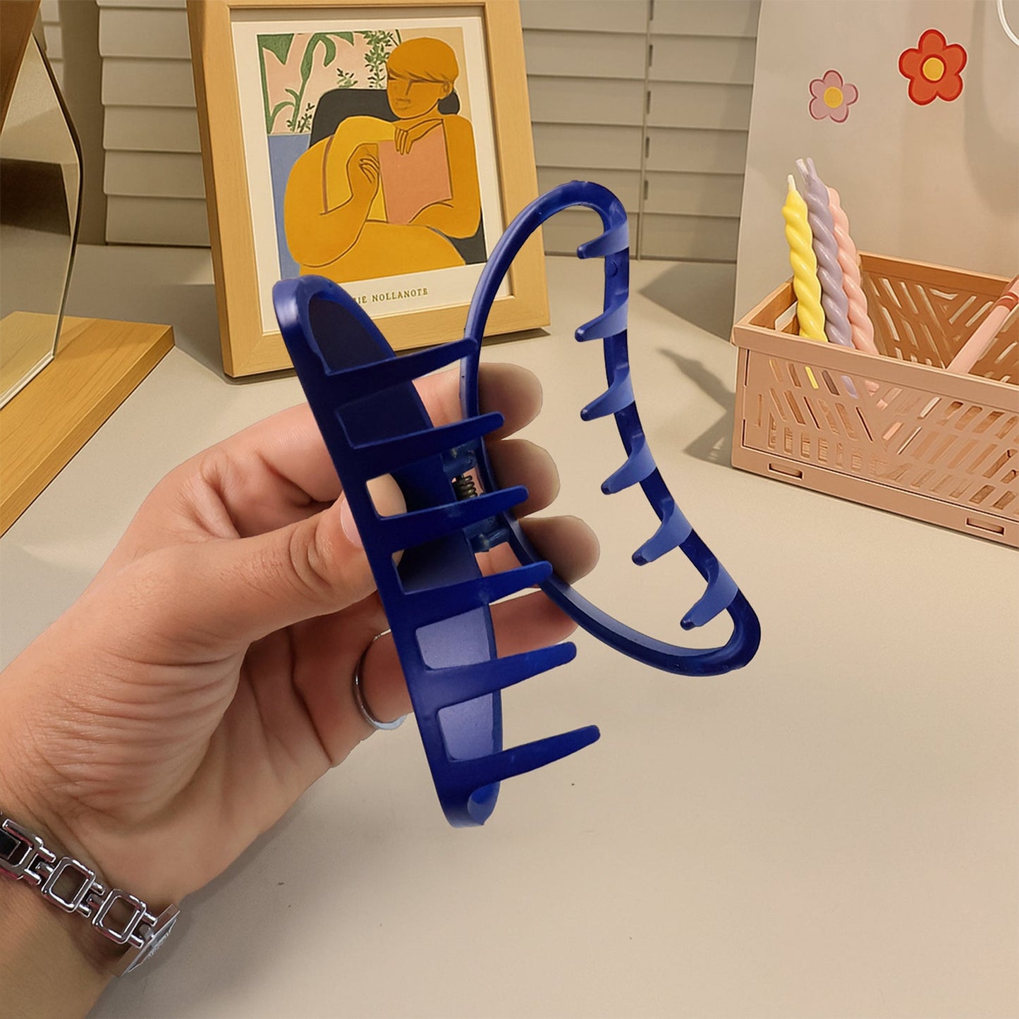 Plastic Hair Clamp Grip, Simple Matte Hair Barrette Clamp (12 Pc)