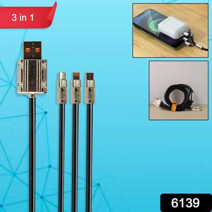 3 in 1 Multi Super Fast Charging Cable (1 Pc / 2 Mtr.)