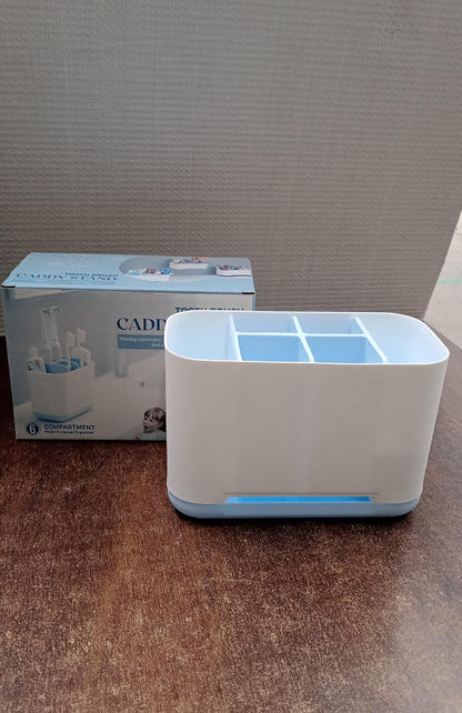 6 Compartment Multi Purpose Organizer Toothbrush Holder Stand Plastic Caddy (1 Pc)