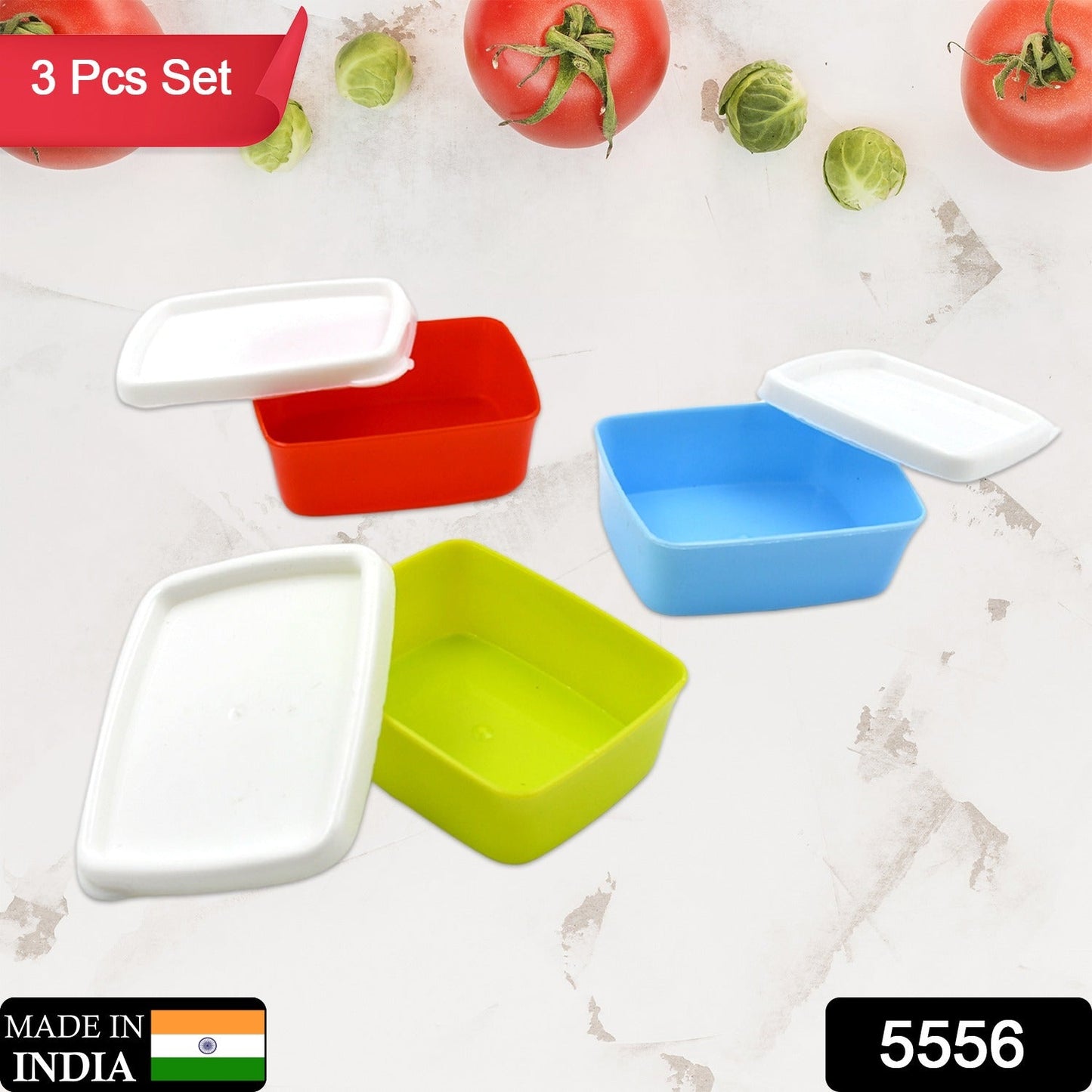 3-Piece Multicolor Airtight Container Set – Rectangular Food & Fridge Storage