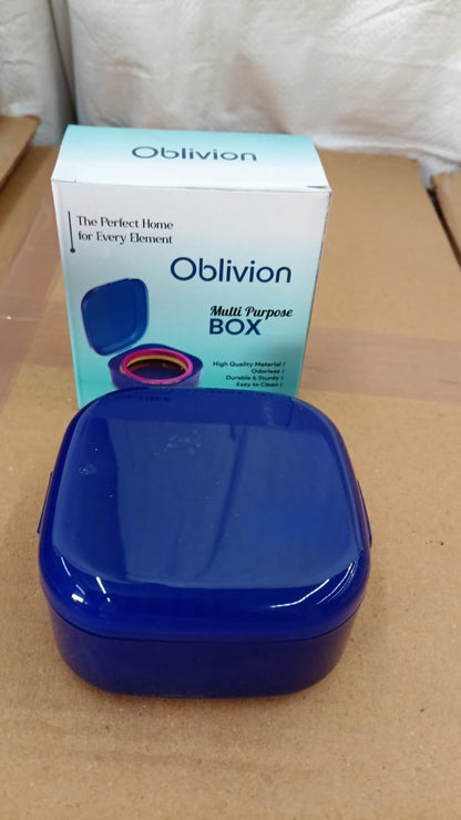 Blue Oblivion Multi-Purpose Storage Box with Lid, DENTURE CASE (1 Pc)