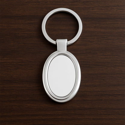 Sleek Oval Metal Keychain