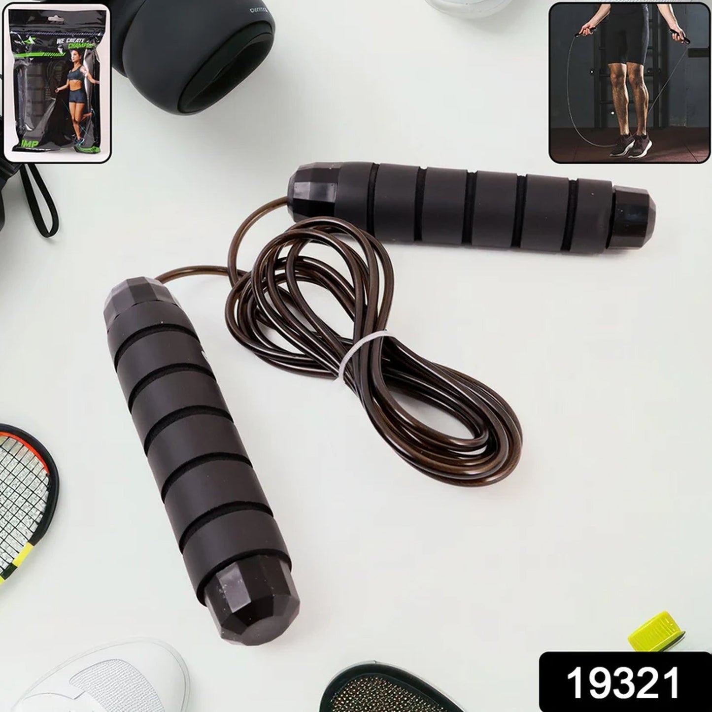 High-Speed Skipping Rope with Foam Padded Handles (1 Pc)