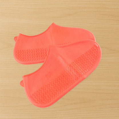 Orange Non-Slip Silicone Rain Reusable Anti skid Waterproof Fordable Boot Shoe Cover (1 Pair)